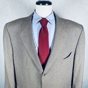 Joseph Abboud Blazer Mens 50R Beige Blue Wool 3 Button Sport Coat Jacket Modern